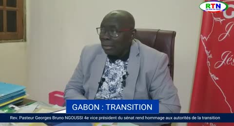 Georges Bruno NGOUSSI 4e vice pr  sident du S  nat rend hommage aux autorit  s de la transition